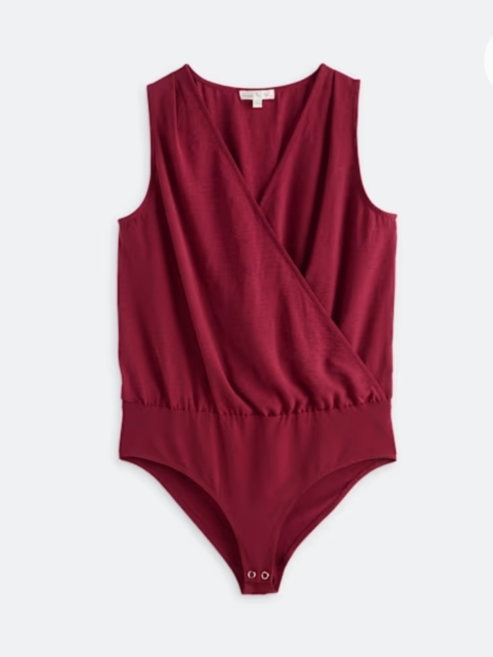 nine britton Emie Sleeveless Wrap-Front Bodysuit in Burgundy